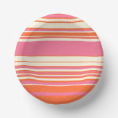 複合ストライプ – ピンク、オレンジ、クリーム ペーパーボウル (正面)