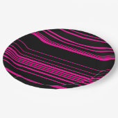 複合ストライプ – マゼンタとブラック ペーパープレート (アングル)