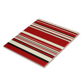 複合ストライプ – レッド&クリーム タイル (側面)