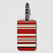 複合ストライプ – レッド&クリーム ラゲッジタグ (正面縦)