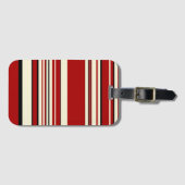 複合ストライプ – レッド&クリーム ラゲッジタグ (正面横)