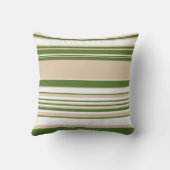 複合ストライプ – 白、砂、パームグリーン クッション (裏面)