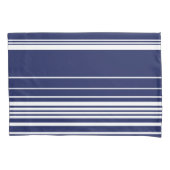 複合ストライプ – 青 枕カバー (正面左)