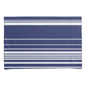 複合ストライプ – 青 枕カバー (正面右)