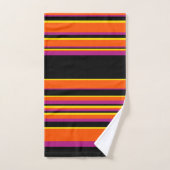 複合ストライプ – 黒、ピンク、オレンジ、黄色 バスタオルセット (ハンドタオル)