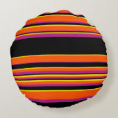 複合ストライプ – 黒、ピンク、オレンジ、黄色 ラウンドクッション (裏面)