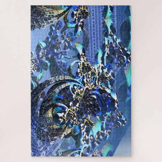 複合フラクタルの3Dイラストレーション ジグソーパズル (縦)