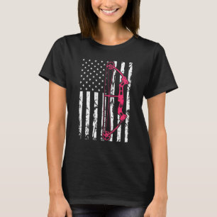 複合ボウアーチェリーUSAアメリカ国旗のブーブーティング Tシャツ