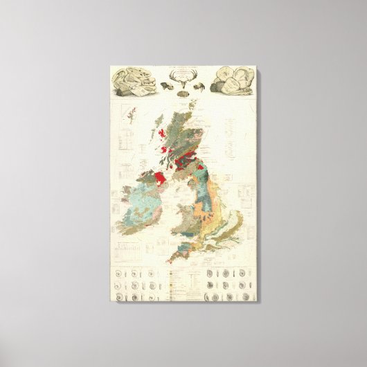 複合地質学的古生物学的地図 キャンバスプリント (正面)