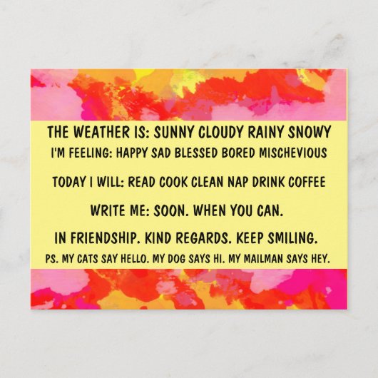 複数おもしろい選忙し択葉書 ポストカード (正面)