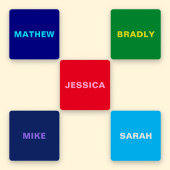 複数のはっきりしたカラーの衣類の名前 ラベル