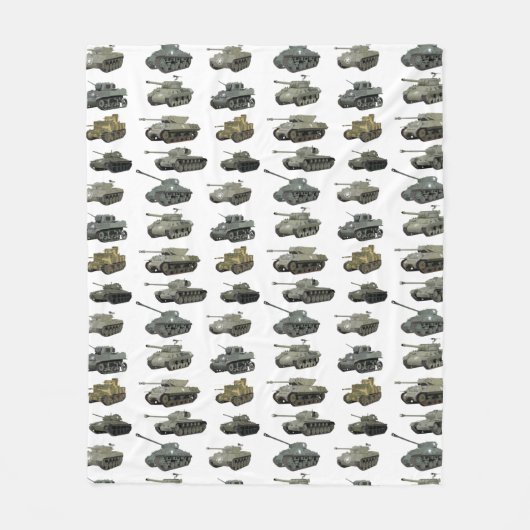 複数のアメリカの第2次世界大戦戦車と装甲車 フリースブランケット (正面)