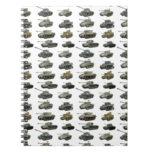 複数のアメリカ第2次世界大戦戦車と装甲車 ノートブック (正面)