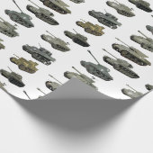 複数のアメリカ第2次世界大戦戦車と装甲車 ラッピングペーパー (角)