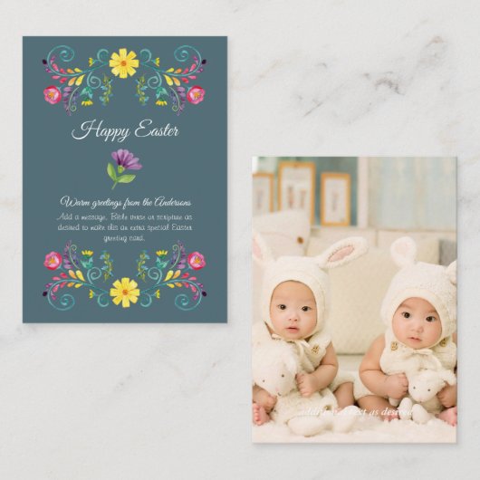 複数のイースターカード100写真フォークフローラ予算 アドバイスカード (正面/裏面)