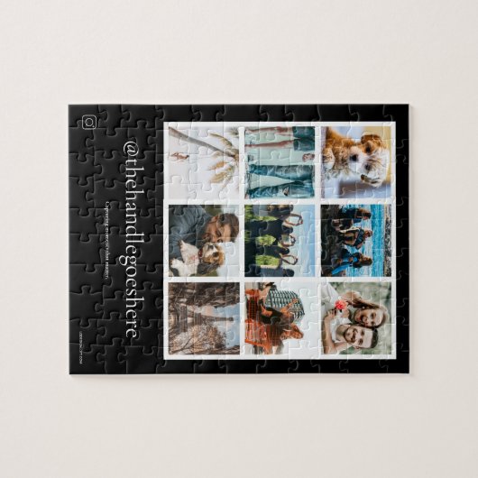 複数のカスタムフォトグリッドのソーシャルメディアハンドル ジグソーパズル (横)