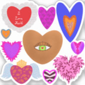 複数のカラフルハートバレンタイン シール (正面)