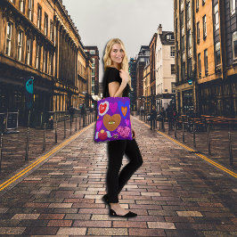 複数のカラフルハートバレンタイン トートバッグ