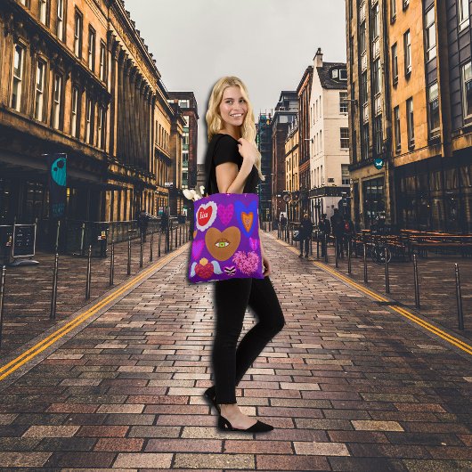 複数のカラフルハートバレンタイン トートバッグ