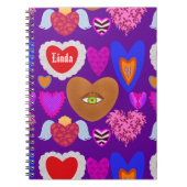 複数のカラフルハートバレンタイン ノートブック (正面)