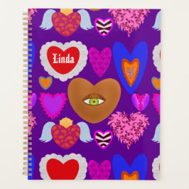 複数のカラフルハートバレンタイン プランナー手帳