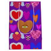 複数のカラフルハートバレンタイン ミディアムペーパーバッグ (裏面)