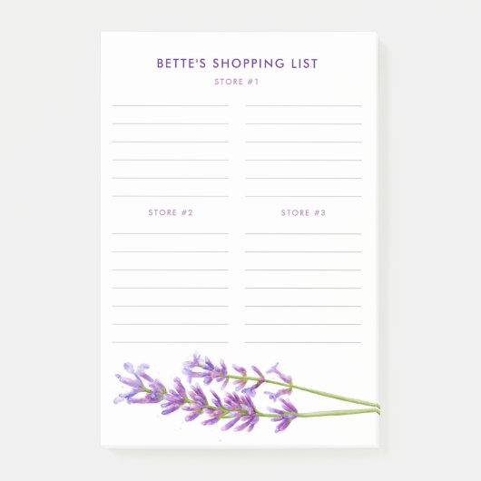 複数のストアのカスタマイズ可能なショッピングリスト ポストイット (正面)