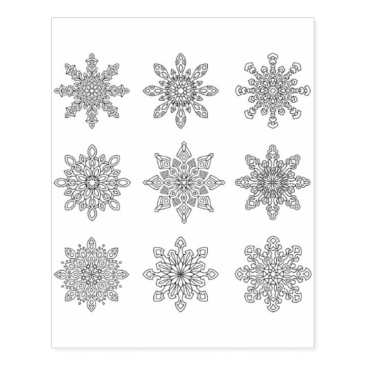複数のスノーフレーク・アートスタンプ ラバースタンプ (インプリント)