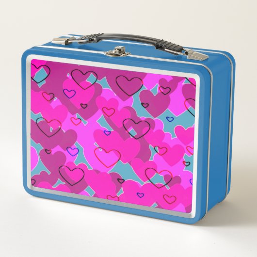 複数のハートデザイン メタルランチボックス (正面)