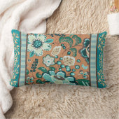 複数のパターン,ティール(緑がかった色),緑,錆,金ゴールド,花 ランバークッション (ブランケット)