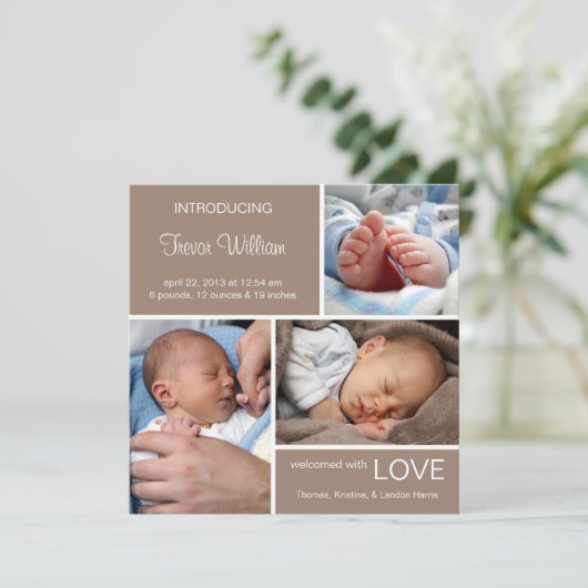 複数のフォトバースアナウンス/チョコレートブラウン 案内状 (スタンド正面)