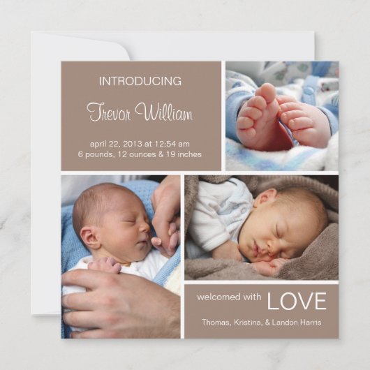 複数のフォトバースアナウンス/チョコレートブラウン 案内状 (正面)