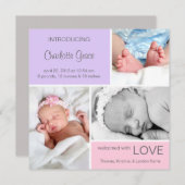 複数のフォトバースアナウンス/ピンクパープル 案内状 (正面/裏面)