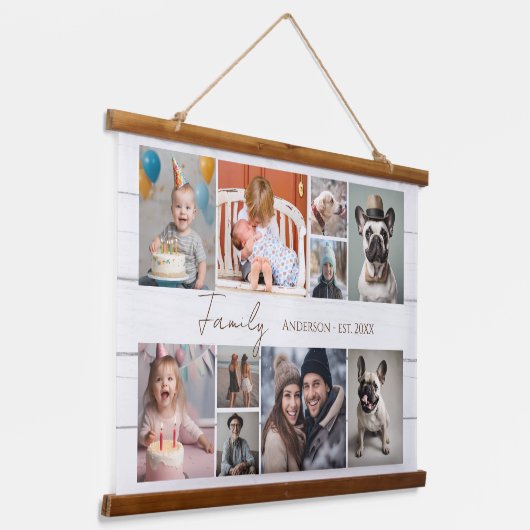 複数のフォトファミリーウッドトップウォールタペストリー 吊り下げ型タペストリー (傾斜あり)