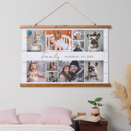 複数のフォトファミリーウッドトップウォールタペストリー 吊り下げ型タペストリー (寝室)