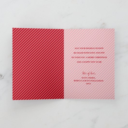 複数のフォトメリークリスマス折り返し赤 シーズンカード (内部)