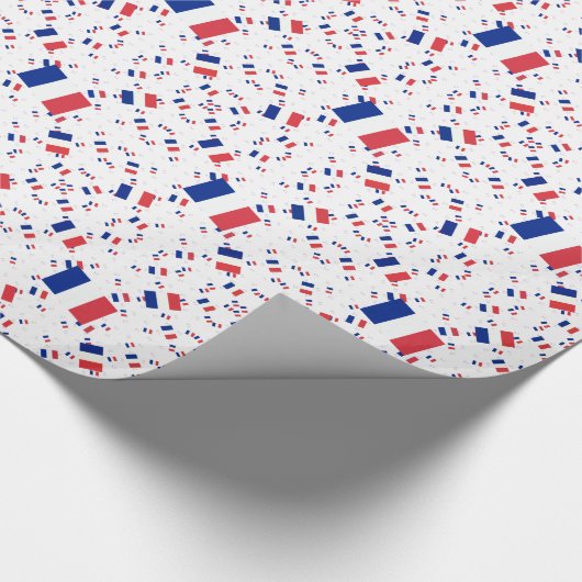 複数のレイヤに表示されるフランスの3色フラグ ラッピングペーパー (角)