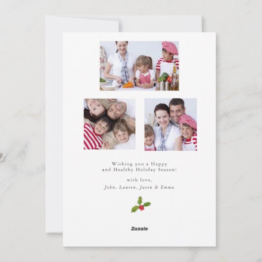 複数の写真とモノグラムクリスマスカード シーズンカード (裏面)