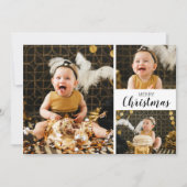 複数の写真の白黒メリークリスマス シーズンカード (正面)