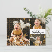複数の写真の白黒メリークリスマス シーズンカード (スタンド正面)