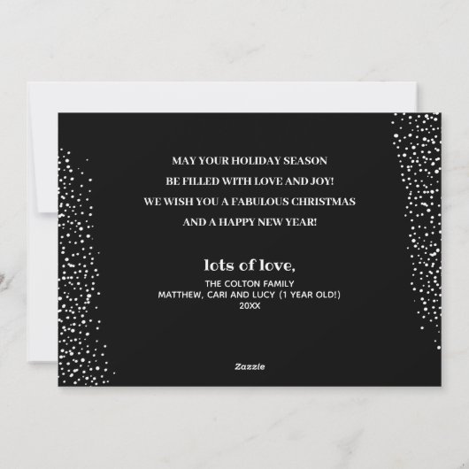 複数の写真の白黒メリークリスマス シーズンカード (裏面)