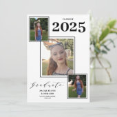 複数の写真を使った卒業発表のお知らせ 招待状 (スタンド正面)