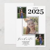 複数の写真を使った卒業発表のお知らせ 招待状 (正面/裏面)