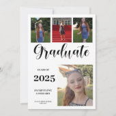 複数の写真を使った卒業発表のお知らせ 招待状 (正面)