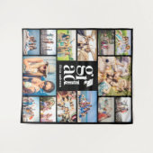 複数の写真コラージュの思い出を卒業 タペストリー (正面(横))