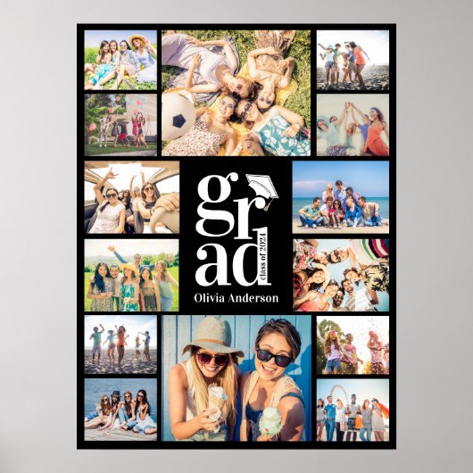 複数の写真コラージュの思い出を卒業 ポスター (正面)