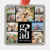 複数の写真コラージュの思い出を卒業 メタルオーナメント (正面)