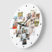 複数の写真コラージュ家族のハート図形 ラージ壁時計 (傾斜)