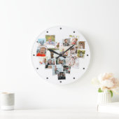 複数の写真コラージュ家族のハート図形 ラージ壁時計 (ホーム)