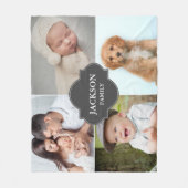 複数の写真ファミリー名紋パーソナライズされた フリースブランケット (正面)